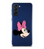 Samsung Galaxy S21 Plus Soft Premier Kapak Minnie Mouse-A Tasarımlı Silikon Kılıf - Lacivert (Şeffaf)
