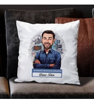 Kişiye Özel Hediye Karikatürlü En Başarılı Erkek Bilgisayar Mühendisi Yastık