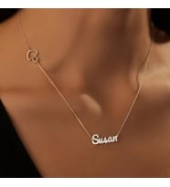 Kişiye Özel Yan Mini Mantar Figürlü İsim Kolye 925K Gümüş