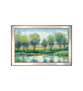 Soyut Manzara Motifli Kanvas Tablo 80 x 110 cm Aynalı Gold Çerçeve