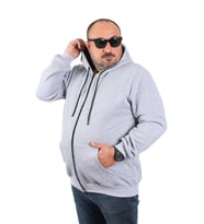 Starbattal Büyük Beden Unisex Kapüşonlu 3ip Sweat 11701 GRI MELANJ