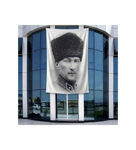 Atatürk Portre Türkiye Cumhuriyeti Kurucusu Mustafa K. Atatürk Poster Bayrak Raşel Kumal 4x6 metre ATA30