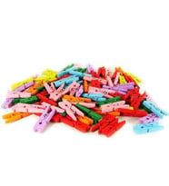 100'lü Renkli Ahşap Fotoğraf Albüm Mandal 2.5cm (10'lu Paket-1000 Adet) (Krem)