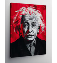 Kanvas Tablo Albert Einstein Kırmızı Fon