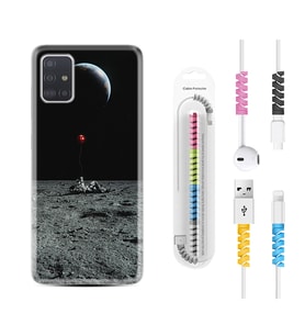 Samsung a71 A72 A73 A7 A9 2018 C7 C9 Kılıf Kablo Koruma Spiral Silikon Astronoot Red Baloon 1608