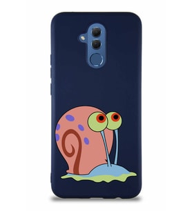 Huawei Mate 20 Lite Soft Premier Kapak Salyangoz Gary Tasarımlı Silikon Kılıf - Lacivert (Şeffaf)