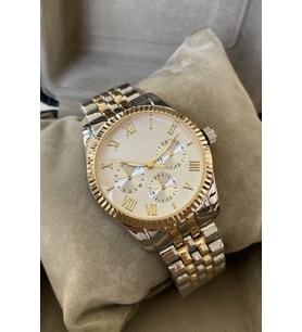 Özel Saat Kutulu M Kors Model Erkek Kol Saati Metal Kordon Altın Gold Gümüş Renkli Arkadasa Abiye Sevgiliye Kocaya Babaya Kardese Ese Koca Dayiya Dogum Gunu Yildonumu İcin Kol Saati Hediye Dogum Gunu İcin Hediyelik Avantajlı Ürün