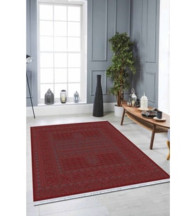 Bordo Yöresel Dokuma Pamuk Tabanlı Kaymaz Kilim KLM322