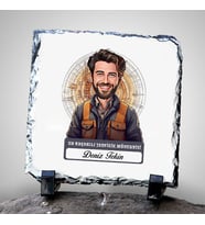 Kişiye Özel Hediye Karikatürlü En Başarılı Erkek Jeofizik Mühendisi Dekoratif Taş
