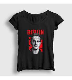 Presmono Kadın Siyah Berlin La Casa De Papel T-Shirt 196573tt