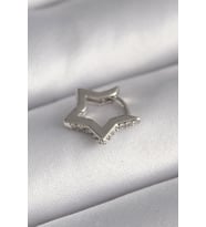 316L Çelik Gümüş Renk Zirkon Taş Detay Yıldız Model Tragus Piercing