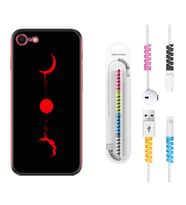 Apple iPhone 5 6 7 8 Plus Se XR Kılıf Kablo Koruma Spiral Silikon Red Moon 1710