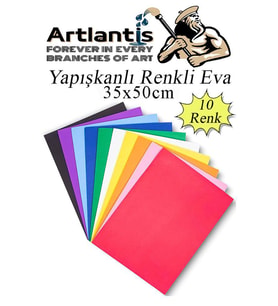 Yapışkanlı Eva 35x50 cm 10 Renk 1 Paket Yapışkanlı Eva Süngeri 10'lu Okul Kreş Anasınıfı Elişi Etkinlikleri