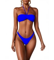Mavi DAR KALIP Straplez Bikini Üstü