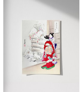 Çerçevesiz Poster Kimono ve Kar