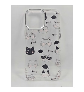IPHONE 15 PRO ÖZEL KEDİ BASKILI LÜKS SİLİKON KILIF