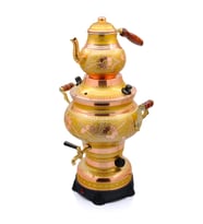 5.2 Litre 220V Elektrikli İşlemeli Bakır Semaver (Gold)
