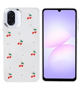 Lexroo Galaxy A07 Kılıf Airbag Tasarımlı Simli Şeffaf Kutup Kılıf - Kiraz