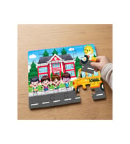 Okula Giden Mutlu Çocuklar Tasarımlı 24 Parça Ahşap Çocuk Puzzle MPK1100
