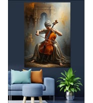 Violansel Çalan Kadın Müzisyen Dekoratif Kanvas - Mdf Ahşap Tablo