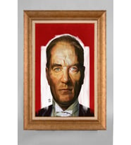 Altın Varaklı Paspartulu Çerçeveli Atatürk Tablo nt646