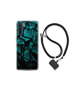 Oppo A91 Kılıf Desenli Silikon Boyun Askılı Baloons And Moon 1348