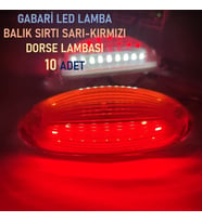 10 Adet Gabari Led Balık Sırtı Dorse Lambası Kırmızı-beyaz 12-24 V (Sarı-Kırmızı)
