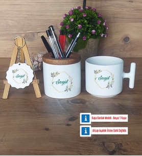 İsme Özel Doğum Günü Hediyesi Hediye Sepeti Kalemlik, Kupa Bardak Sihirli, Ahşap Anahtarlık Hediye (Model 3)