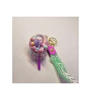 Figürlü içi Su Dolu Lollipop Hareketli Sevimli Anahtarlık/Çanta Süsü/ Araba Süsü (Mor)