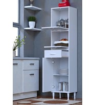Eliusta Solaira 40 cm Genişlik Kapaklı Mutfak Dolabı 3 Kapaklı, Çekmeceli Çok Amaçlı Mutfak/Banyo Dolabı (Beyaz)