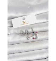 Mey İthalat® Pirinç Gümüş Renk Çiçek Model 3'lü Kadın Küpe