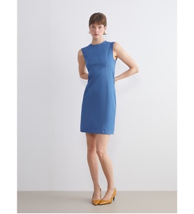 LCWAIKIKI Classic İndigo Bisiklet Yaka Jean Elbise