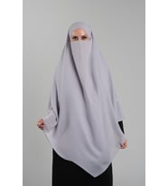 Gri Pratik Hazır Geçmeli Tesettür Eşarp Krep Bağcıklı Çift Katlı Sufle Hijab 2314_15