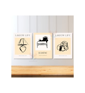 3'lü Set Kanvas Tablo Minimalist Boho Modern Tablo Duvar Tablosu Salon Tablosu Kanvas Tablo