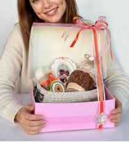 Ng Gifts Kişiye Özel Fotoğraflı Çerçeveli El Emeği Örgü Sepette Turuncu Hediye Seti