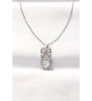 pilelistore 316L Çelik Silver Renk Zirkon Taşlı Kalpli Fiyonk Kolye - TJ-BKO8519