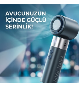 Çok Kademeli Hız Ayarlı Portatif El Fanı, Dijital Ekranlı Sessiz Çalışan Şarj Edilebilir Serinletici