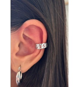 Gumet Tasarım Sıkıştırmalı Earcuff Kıkırdak Kadın Çelik Küpe Gümüş Kararmaz Renk Atmaz