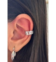 Gumet Tasarım Sıkıştırmalı Earcuff Kıkırdak Kadın Çelik Küpe Gümüş Kararmaz Renk Atmaz