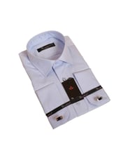 Mavi Dar Kesim Micro Kumaş Kol Düğmeli Slim Fit Erkek Gömlek - 201-4