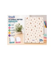 A4 120 Yaprak 3+1 Spiralli Defter Kuş Desenli 4 Bölümlü Ders Defteri