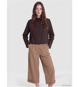 LCW Modest Kahverengi Dik Yaka Oversize Kadın Yağmurluk