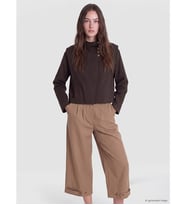 LCW Modest Kahverengi Dik Yaka Oversize Kadın Yağmurluk