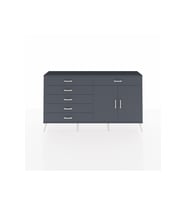 Arges Konsol Tek Raflı 6 Çekmeceli 2 Kapaklı 176x30x99 Antrasit-Antrasit