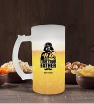 BK Gift Kişiye Özel Babalar Gününe Özel Buzlu Cam Bira Bardağı 50cl-2 (Beyaz)