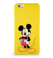 Apple iPhone 6 Plus Soft Premier Kapak Mickey Mouse-E Tasarımlı Silikon Kılıf - Sarı (Şeffaf)