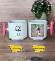 Öğretmene Hediye Kupa Bardak Fotoğraflı T Pembe Kulplu Öğretmenler Günü Hediyesi