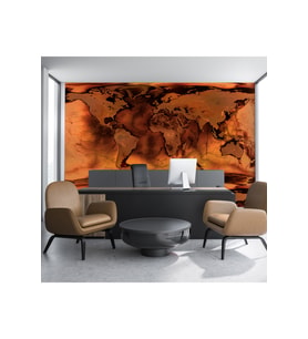 Dreamwall Kabartma Sıva Kıta Harita Desenli Isı Ve Ses Yalıtımlı Sağlıklı Tekstil Duvar Kağıdı (KAHVE)