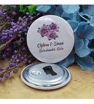 30 Adet Mor Çiçekli Açacak Magnet Söz Nişan Nikah Hediyesi Nikah Şekeri Metal 6 Cm-
