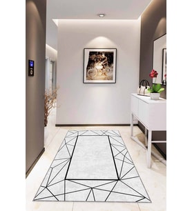 Siyah Çerçeveli Kaymaz Taban Makinede Yıkanabilir Halı RV012 - 100 x 160 cm